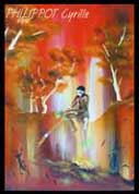 Oil painting Dance with the fire
