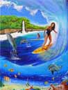 surf wit dolphins